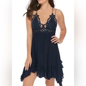 FREE PEOPLE FP ONE 'Adella' Slip Mini Dress in NAVY - XS
